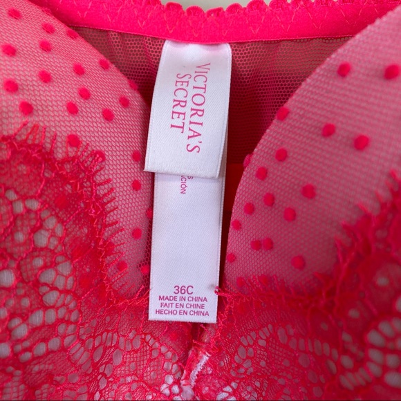 Victoria's Secret Babydoll Lingerie Push-Up 36C Pink Red - Picture 2 of 9